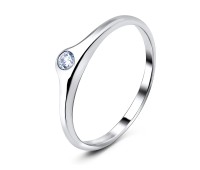 Sparking Round CZ Silver Ring NSR-544